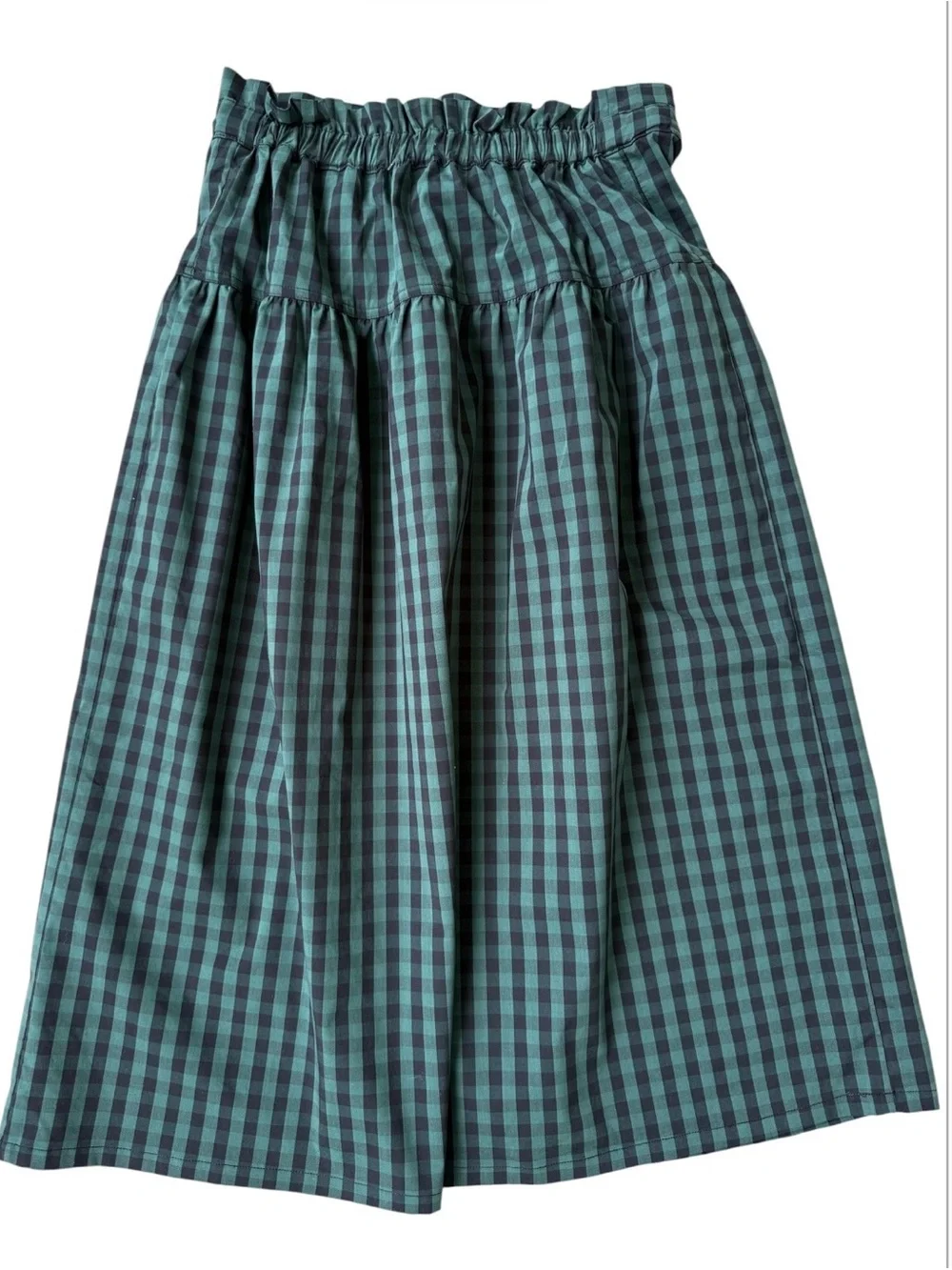 NWT DRAPER JAMES RSVP Paperbag Waist Midi gingham Skirt Bow Green